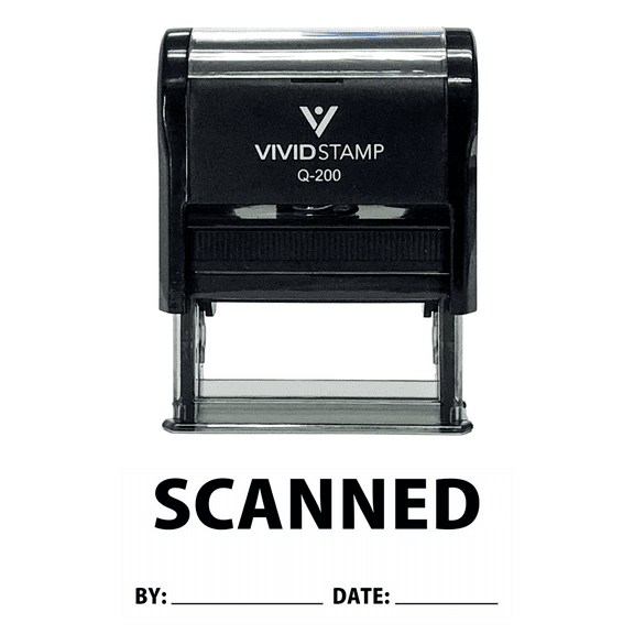 Vivid Stamp Scanned By Date Self Inking Rubber Stamp (Black Ink) Medium