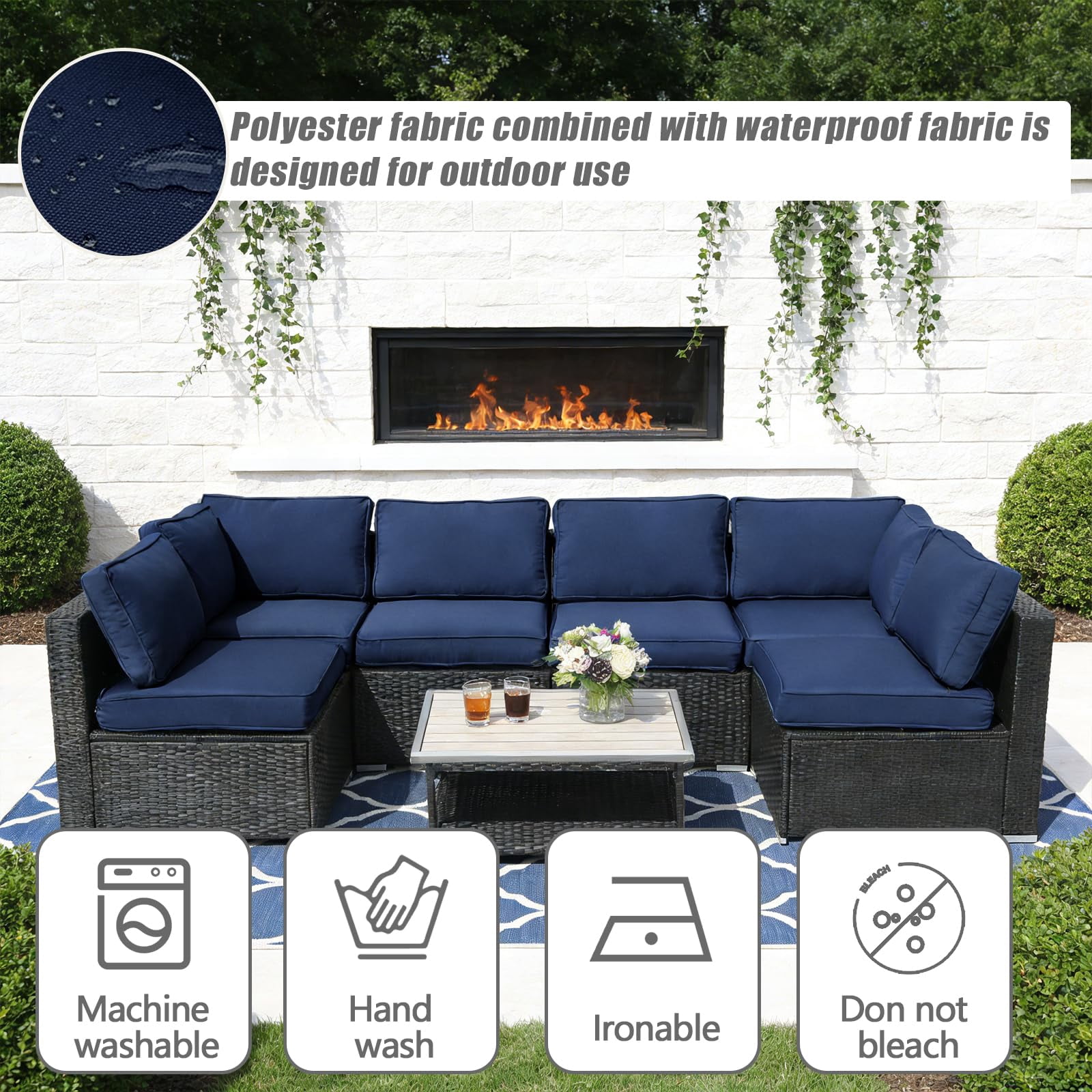 14 Pcs Patio Cushion Covers Replacement Outdoor Couch Cushions Covers Splashproof Sofa Slipcovers Set with Zippers,Patio Furniture Protector, Couch 3 Sizes, Covers Only
