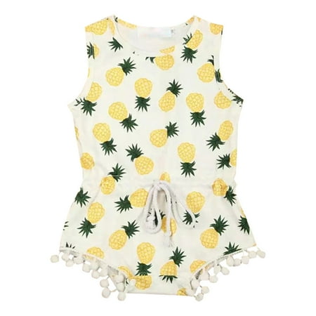 

Booker Summer Pineapple Print Tel Ball Male And Female Baby Sleeveless Triangle Romper