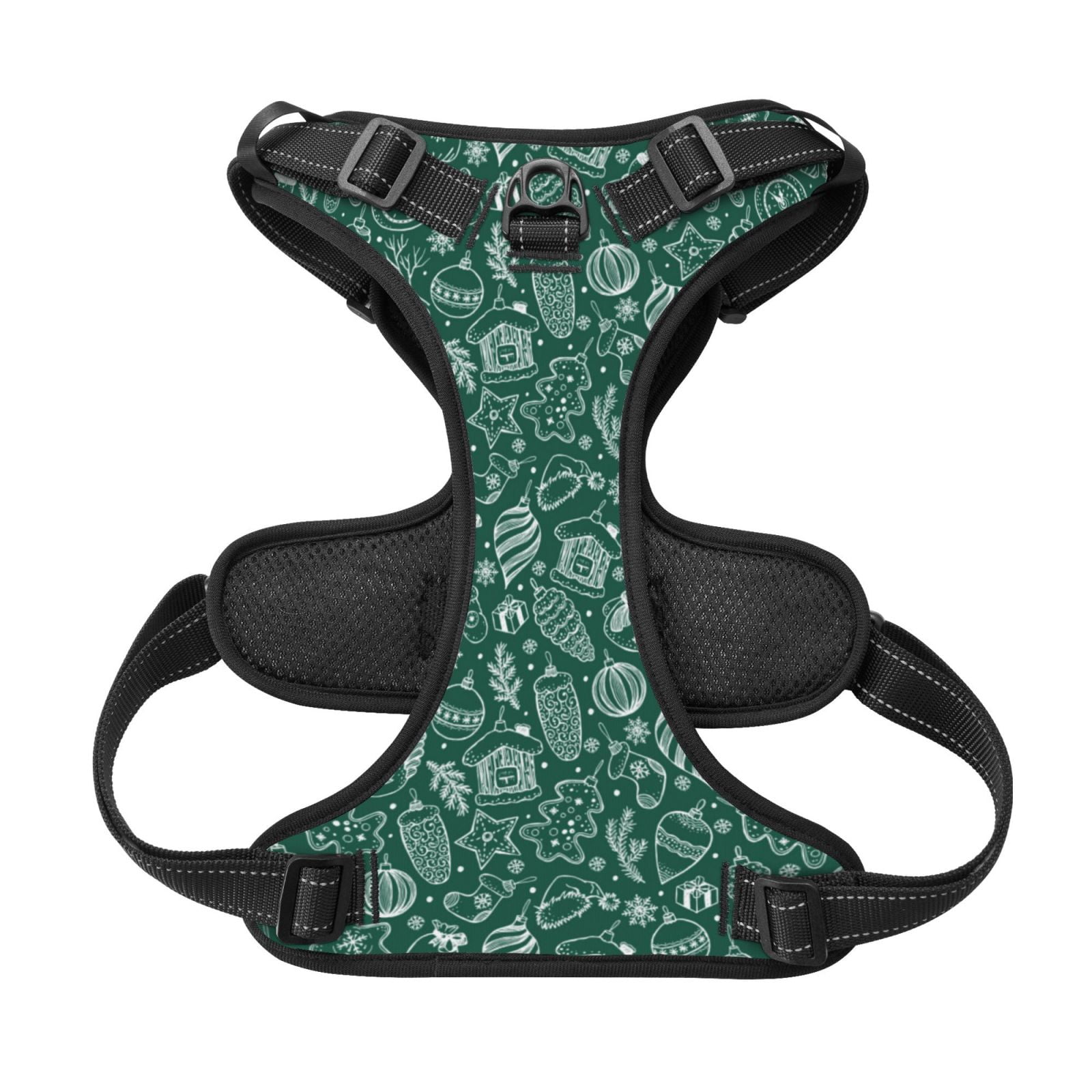 Kdxio Green Christmas Print No Pull Dog Harness Adjustable Reflective Oxford Easy Control Medium Large Dog Harness for Training and Everyday-Small
