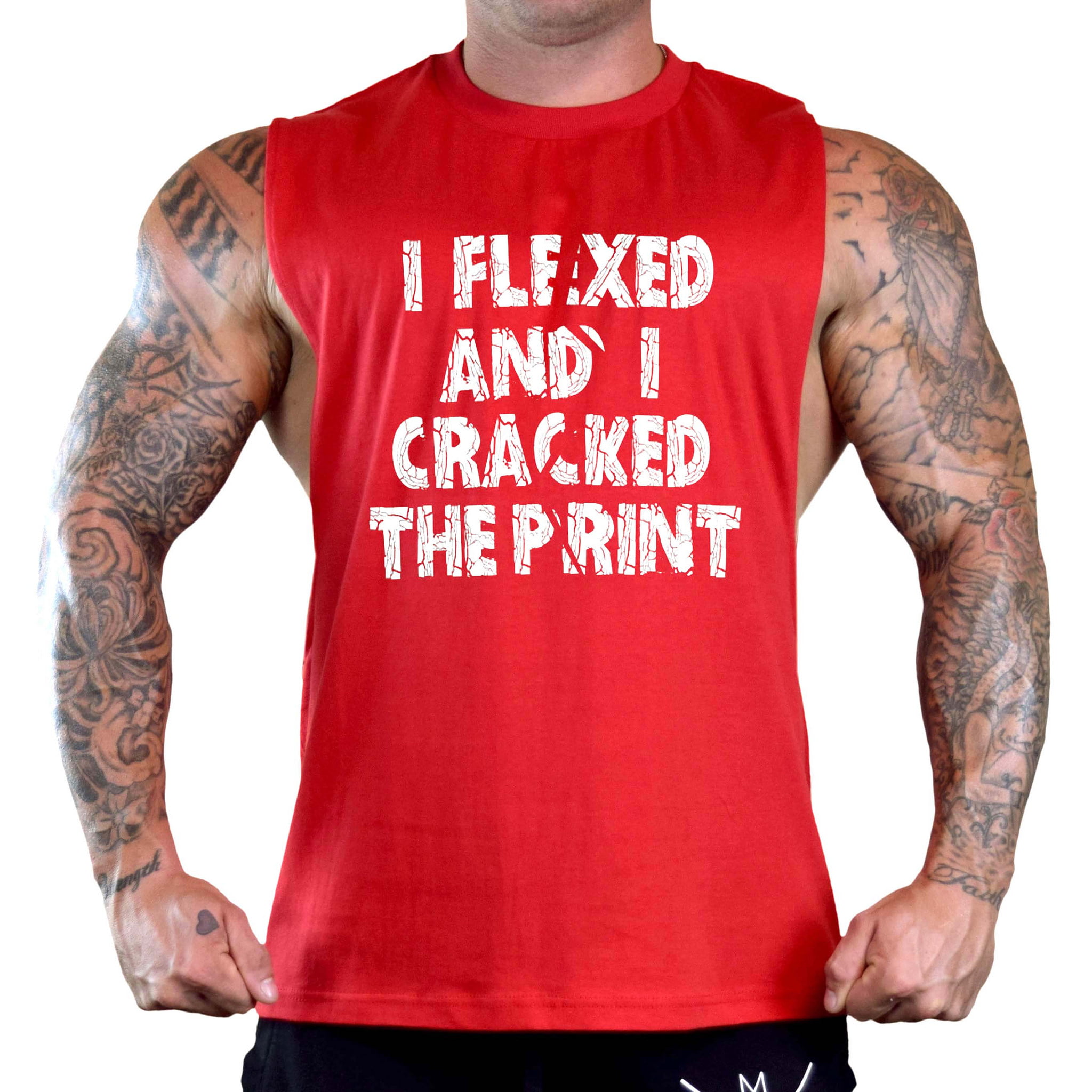Mens Flexed And Cracked The Print Sleeveless Vest Hoodie