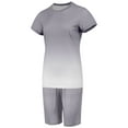 thumbnail image 3 of Innerwin Sweatsuits Solid Color Women Jogger Set Running Short Sleeve Loose Two Piece Outfit Gray 3XL, 3 of 5