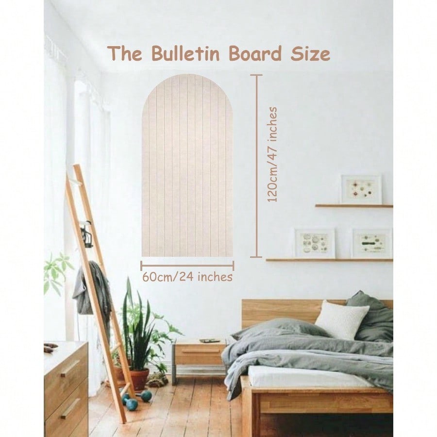 Foldable Bulletin Board 0.35 Thick Felt Wall Tiles Large Cork Board with Adhesive Sticker Round Edges Wall Panels for Office Bedroom Living Room Decorative Board Beige 47x24 inches