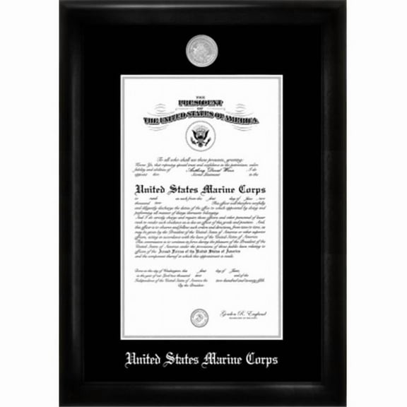 Campus Image MACS002 Marine Corp Commission Frame Silver Medallio