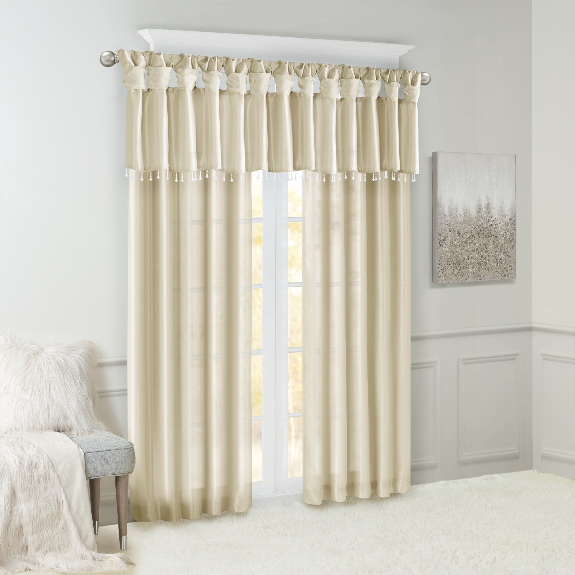 Twist Tab Lined Window Curtain Panel Champagne 50"x95"