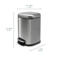 thumbnail image 6 of Acento Cubo Square Step Trash Can, 1.6 Gallon Compact Bathroom Waste Bin with Soft Close and Stay Open Lid, Removable Inner Bucket, Brushed Stainless Steel, 6 of 11