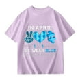thumbnail image 3 of shoper Autism Awareness Shirt for Kids Autism Support Tee Causal Short Sleeve Tops Back To School Shirt Boys and Girls Purple 120, 3 of 8