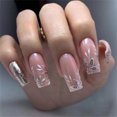 thumbnail image 2 of Fofosbeauty 24pcs Press on False Nails Tips, Coffin Fake Acrylic Nails, Glitter Pink Maple Leaves Silver, 2 of 10