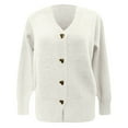 thumbnail image 3 of Cardigan Sweater for Women Long Sleeve Knit V-Neck Button Down Light Weight Cardigan Women Open Front White Layering Top Early Fall Fashion, 3 of 3