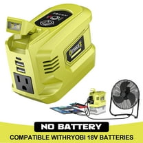 Power Inverter For Ryobi 18V Battery, 200W Portable Power Supply Inverter Convert DC 18V To AC 110V-120V Battery Power Station With 2 USB&AC Battery Powered Outlet (Without Battery)