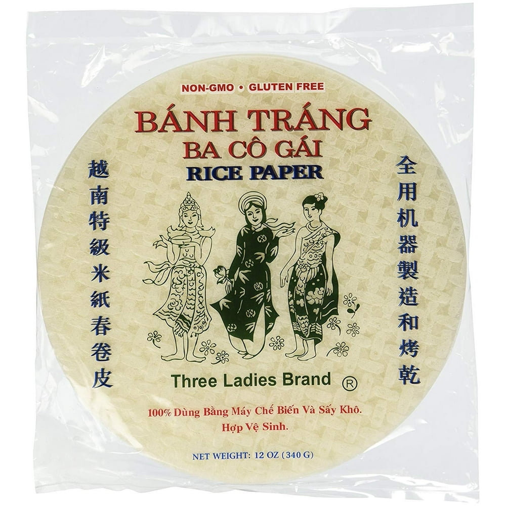 Three Ladies Spring Roll Rice Paper Wrappers, Round, 22cm, 50 Sheets