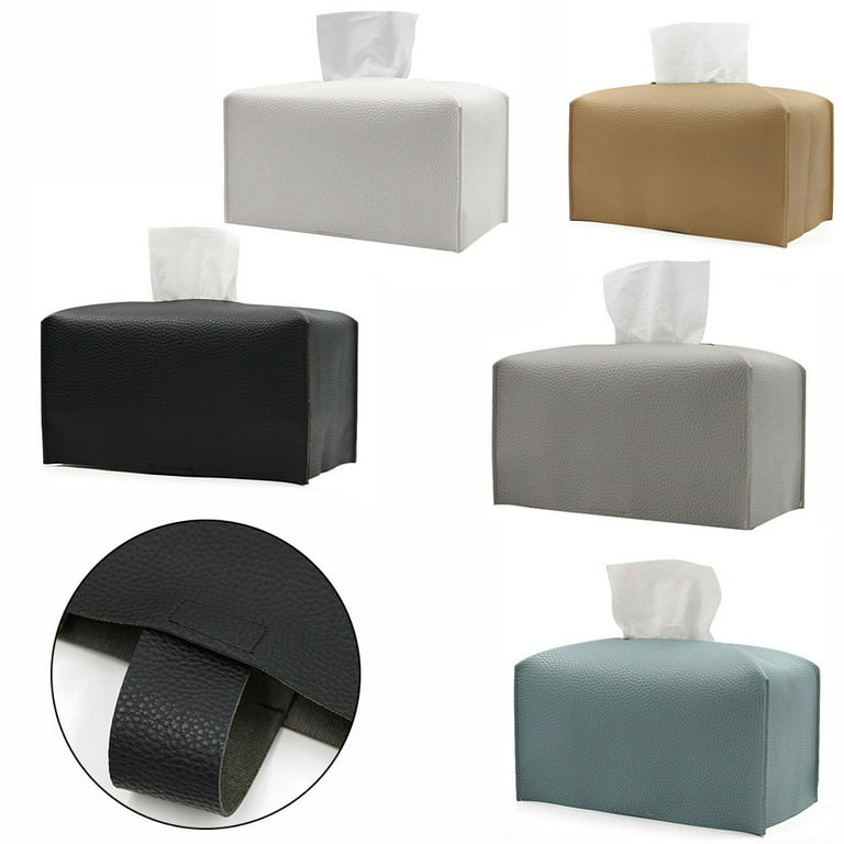BCLONG Leather Tissue Box Cover Holder Square Tissues Case Roll Paper  Dispenser Lake Green 