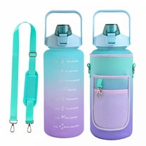 ACDANC Half Gallon Water Bottle with Sleeve 64 oz Motivational Water Bottle with Straw & Marker to Drink - Leakproof Tritan BPA Free Sport Water Jug