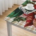 thumbnail image 4 of HAOXIT  Elastic Edged Flannel Backed Vinyl Fitted Table Cover - Christmas Flower Pattern- Fits Square Tables white, 4 of 7