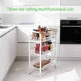 thumbnail image 5 of Yucurem 3 Tier Rolling Cart with Wheels, Metal Utility Cart with Lockable Wheels, Laundry Room Organization for Bathroom, Kitchen, Snack, White, 5 of 11