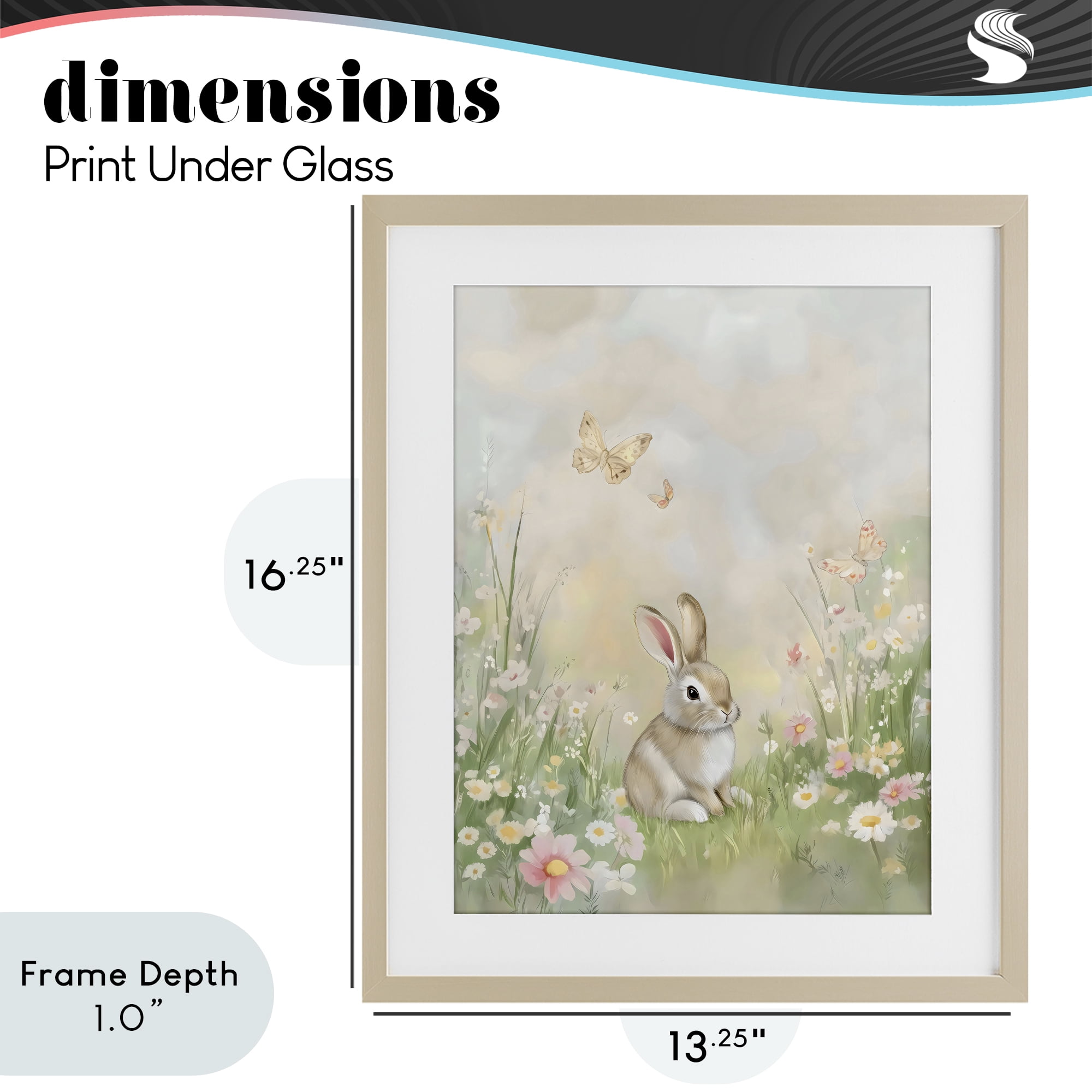 Stupell Industries Nursery Bunny in Meadow Birch Framed Print Under Glass, design by Arlington Prints
