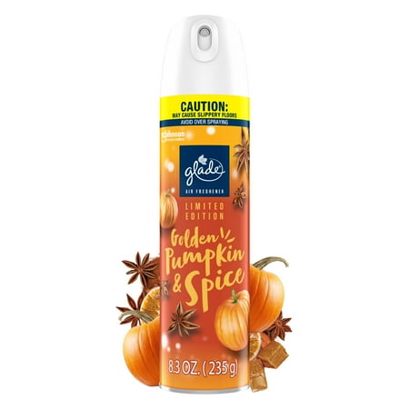 Glade Air Freshener Spray Stocking Stuffers Golden Pumpkin & Spice Fragrance Infused with Essential Oils 8.3 oz