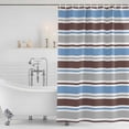 thumbnail image 2 of Blue Brown Striped Shower Curtain Set - Long 72" x 84" Washable Bathtub Curtain with 12 Hooks, Farmhouse Stripes Modern Abstract Art Waterproof Fabric Stall Shower Curtains for Bathroom/Bathtub, 2 of 6