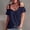 Navy, variant on Women's Tops, Tees & Blouses Cap Puff Sleeve Tank Tops for Women Trendy Casual Pleated Boho Tops Ruffle Breathable Summer Tops for Women Hot Summer Sale Wine L