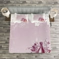 thumbnail image 3 of Ambesonne Wine Quilted Bedspread Set 3 Pcs, Grunge Abstract Framework, Queen Size, Lilac and White, 3 of 3