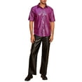 thumbnail image 2 of INSPIRE CHIC Shirts for Men's Button Down Short Sleeve Nightclub Prom Shiny Party 70s Disco Shirt M Rose Red, 2 of 5