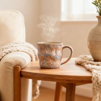 VMWMSSR Handmade Ceramic Coffee Mug, Vintage Splatter Glaze Stoneware Mug For Tea Coffee Hot Drinks, 10.5oz Reusable Large Handle Ceramic Cup For Home Kitchen Office Yellow-10.5oz