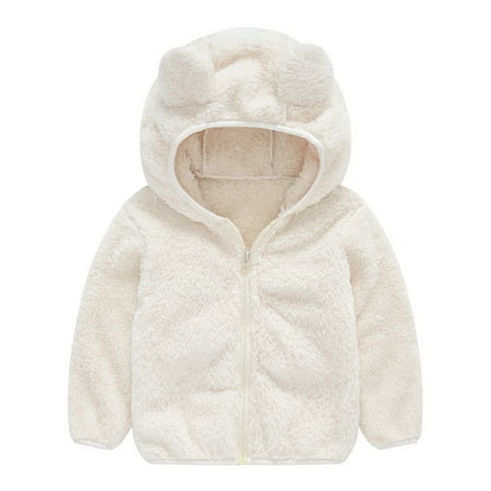 Toddler Kids Baby Girls Boys Cute Fluffy Hoodie Bear Ear Zip Outerwear ...