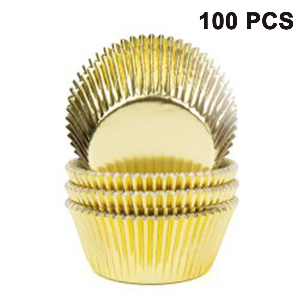 100 Pieces Foil Cupcake Liner Baking Cups Muffin Tins Treat Cups Foil