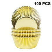 100 Pieces Foil Cupcake Liner Baking Cups Muffin Tins Treat Cups Foil Metallic Cupcake Liners for Weddings, Birthdays Gold