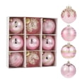 thumbnail image 2 of 9 adornos navideños de bolas brillantes, decoración colgante navideña surtida de 7,6 cm (3 pulgadas), irrompibles para jardín, , conciertos de Rosa, 2 of 8