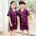 thumbnail image 1 of Pijamas de satén completo para niños, ropa de dormir para niños, traje de noche para niños, pijama de Navidad, Pijamas de seda, 5, 7, 9, 11, 13 años, primavera y otoño, 1 of 4