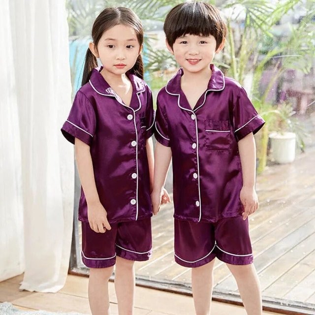 Pijamas de satén completo para niños, ropa de dormir para niños, traje de noche para niños, pijama de Navidad, Pijamas de seda, 5, 7, 9, 11, 13 años, primavera y otoño