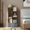 thumbnail image 5 of Costway Industrial Bookshelf Rustic Wooden Shelf Organizer with Non-woven Fabric Drawer Brown, 5 of 10