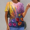 thumbnail image 6 of Vibe Blooming Tulips Women's Short Sleeve T-Shirt Crew Neck Casual Summer Trendy Loose Fit Tops, 6 of 6