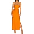 thumbnail image 1 of VISgogo - Vestido de tubo informal para mujer, a la moda, degradado/color sólido, con hombros descubiertos, con abertura larga VISgogo  moda, 1 of 7