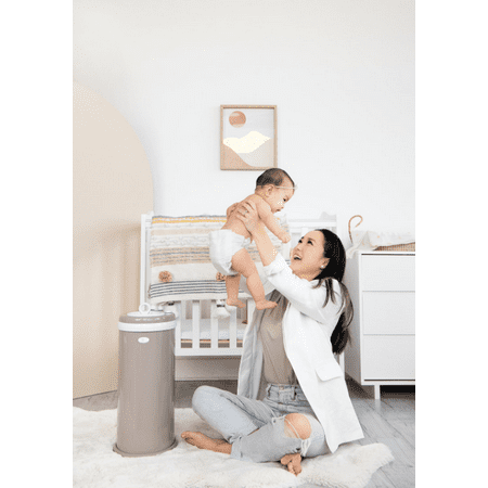 Ubbi Stainless Steel Diaper Pail, Odor Locking, No Special Bag Required, Award-Winning, Registry Must-Have, Taupe