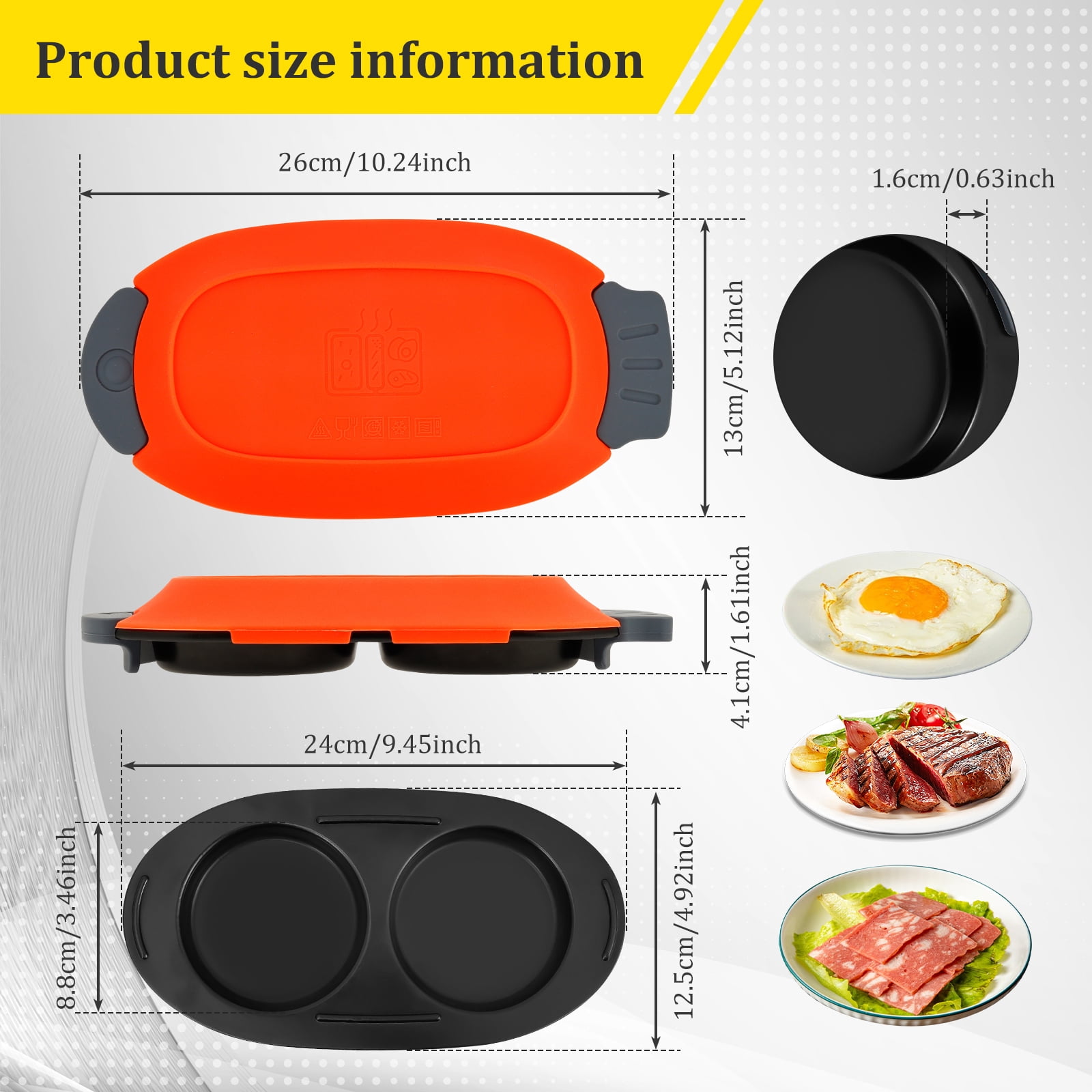 Qenwkxz Microwave Egg Fryer, 2 Cavity Quick Heat Microwavable Egg Maker with Silicone Lid for Breakfast Sandwiches Kitchen