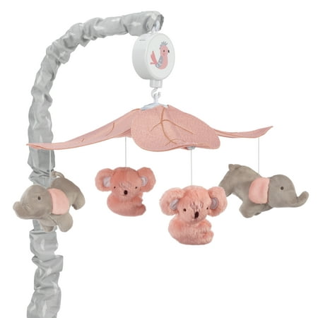 UPC: 0084122694187 | Lambs & Ivy Calypso Pink/Gray Koala & Elephant Musical Baby Crib Mobile