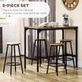 thumbnail image 3 of Industrial 5-Piece Bar Table Set with Counter Height Stools - Rustic Brown Kitchen Dining Set for 4 - Compact Design for Small Spaces, 3 of 7