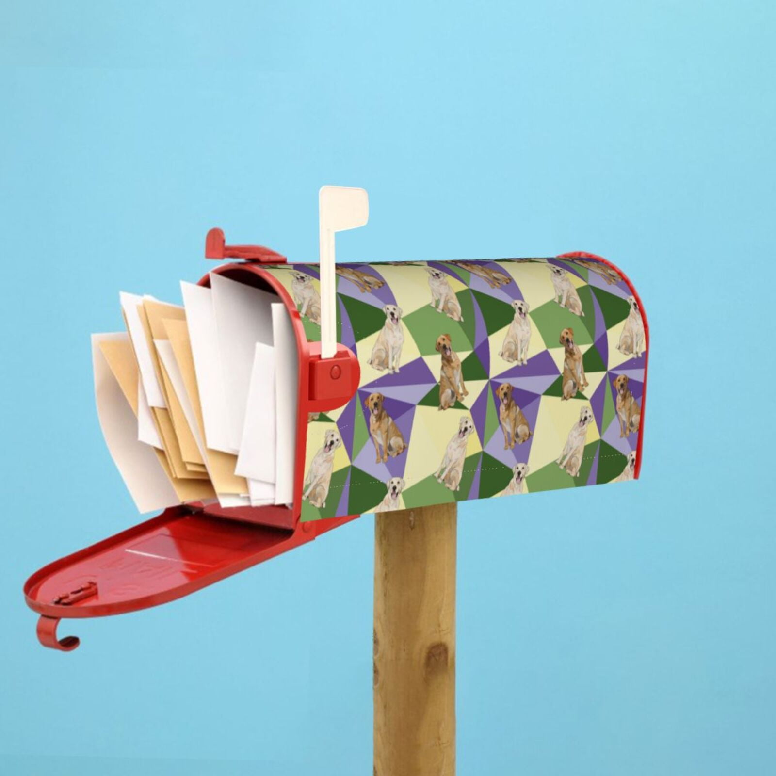 Xecao Labrador Retriever Dog for Mailbox Cover with Magnetic Strips, Waterproof and Sunscreen, Adds a Decorative Touch to Your Garden Yard.