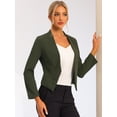 thumbnail image 2 of Chaqueta Corta Casual De Negocios De Oficina De Trabajo Sin Cuello Para Mujer Verde militar XL, 2 of 6
