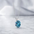 thumbnail image 4 of Gem Stone King 14K White Gold London Blue Topaz Pendant Necklace for Women (4.20 Cttw, Gemstone November Birthstone, Oval 11X9MM, With 18 inch Chain), 4 of 4