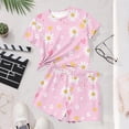 thumbnail image 5 of ITSAME Outfit Set for Girls, Floral Print Short Sleeve T-Shirt and Shorts Active Fit Summer Fashion Casual Set 2-Piece Multicolor 13-14T, 5 of 8