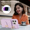 thumbnail image 3 of Compatible with iPhone 16 Pro Max Wallet Case, Crossbody PU Leather Detachable Adjustable Strap Wristlet with Card Holder Magnetic Clasp Kickstand Finger Ring Case for iPhone 16 Pro Max, Purple, 3 of 11