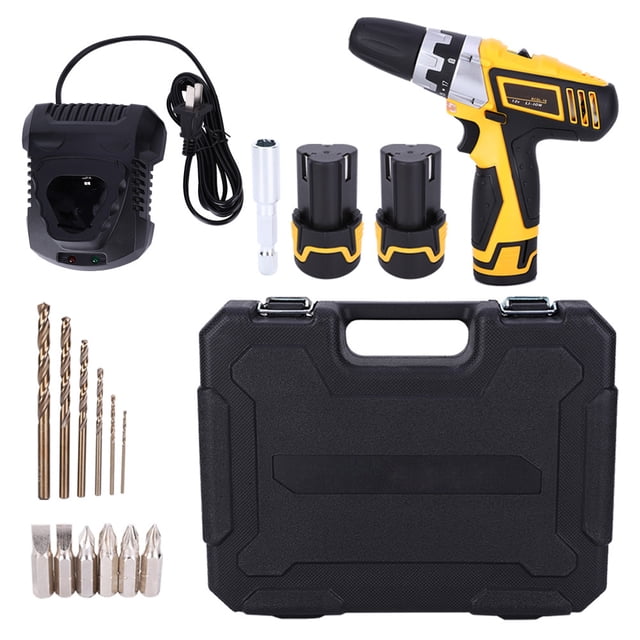Juego de taladro eléctrico de 12 V con batería de litio y puntas de destornillador con luz LED