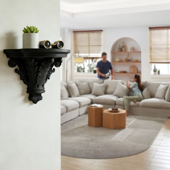 Floating Shelf For Wall Gothic Corner Organizer Floating Wall Shelf Display Stand For Flower Pot Book Photo Frame Home Decor Living Room Bedroom Bathroom, Includes One Wall Shelf