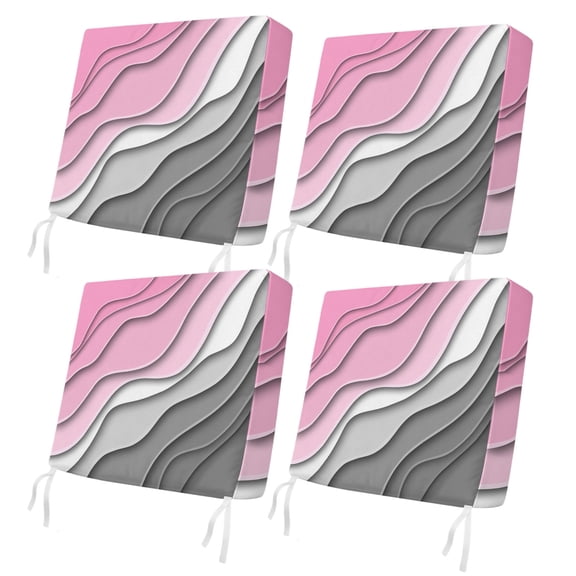 Outdoor Patio Cushion Covers 4 Pack Pink Grey Modern Geometric Patio Chair Cushion Covers with Ties and Zipper Abstract Beach Waterproof Outdoor Seat Cushion Covers for Patio Furniture 20"x18"