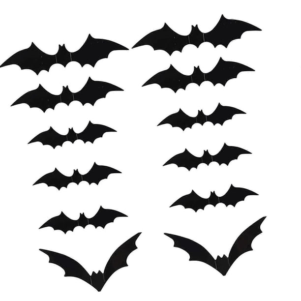 Halloween Bat Clings Adhesive PVC Sticker Realistic Flying Bat Sticker Wall Decals For Window Wall Halloween Decoration twenty four
