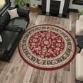 thumbnail image 7 of Sensation Transitional 5' Round Red and Beige Polypropylene Indoor Area Rug, 7 of 7