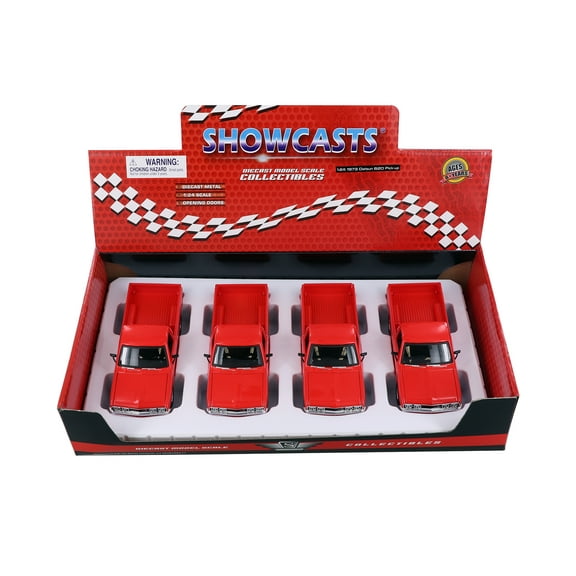 1973 Datsun 620 Pickup Truck, Red - Showcasts 37522 - 1/24 Scale Set of 4 Diecast Model Cars